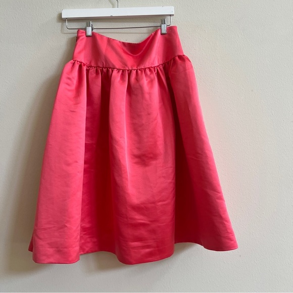 J. Crew Coral Pink Duchess Satin A-Line Midi Skirt - Picture 2 of 3